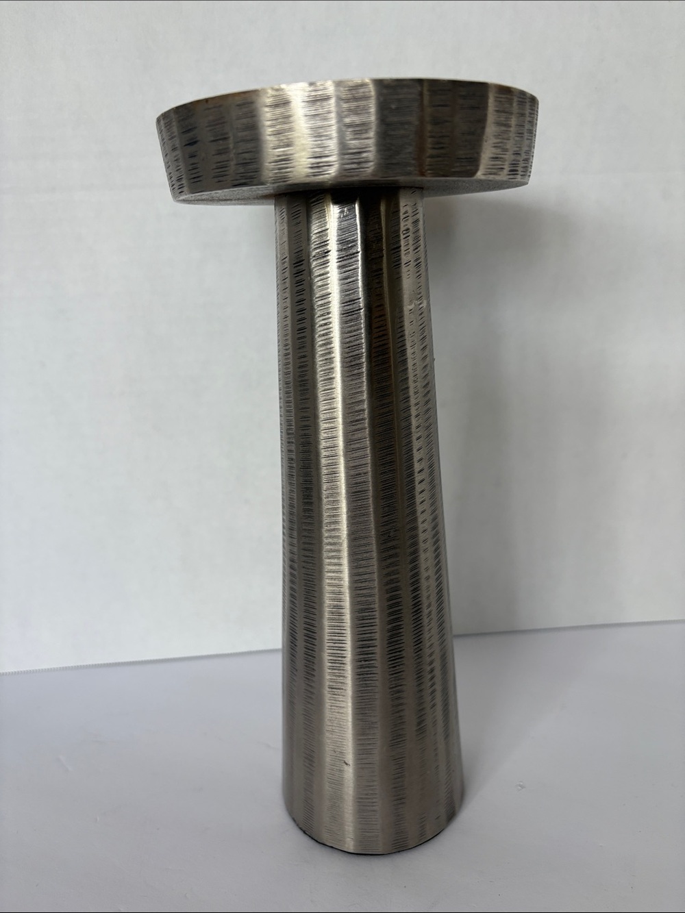 Scott Living Textured Silver Aluminum Tapered Pillar Candle Holder